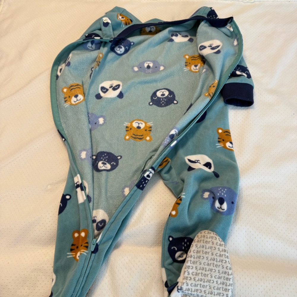 Carter’s Fleece Footie Pajamas Animals Size 2T Bears Panda Tiger - Picture 5 of 7